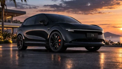 SUV elétrico Zeekr 7X Black 2026 com rodas pretas de 20 polegadas